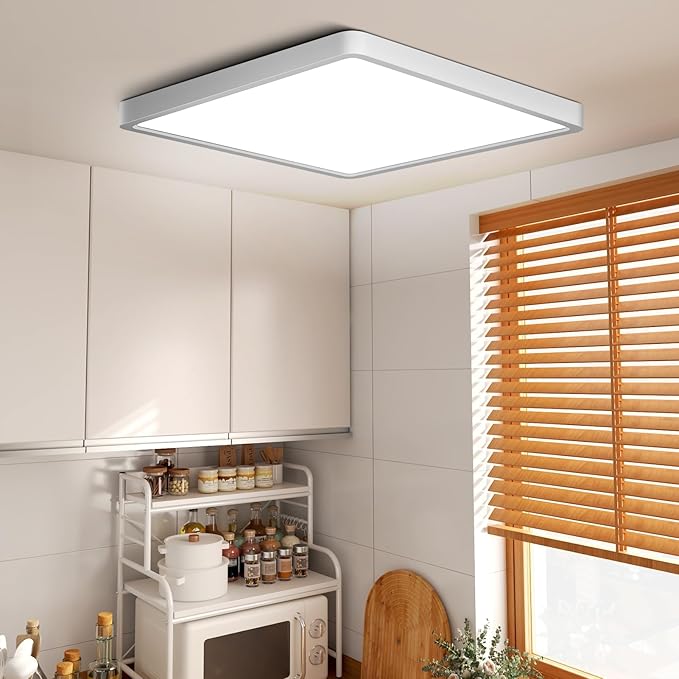 9Inch 18W Square LED Ceiling Light Fixtures Flush Mount, 5000K Daylight White LED Ceiling Lamp, Surface Mount Modern Ceiling Lights, Slim Flat Panel Lighting for Bedroom, Kitchen, Bathroom Etc.