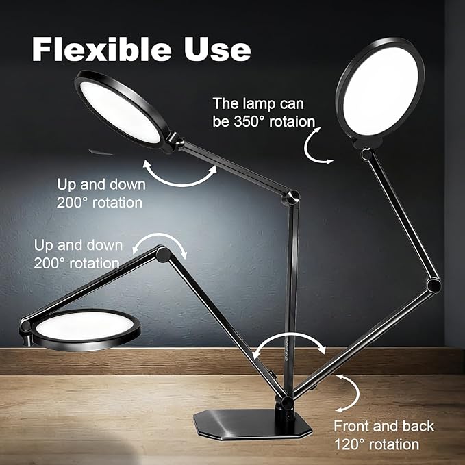 NS Pro LED Desk Lamp with Remote Control, Eye-Caring CRI95+ Dimmable Light, 3000K–6000K Adjustable CCT, Flexible Angle, Clamp or Base Mount, Memory Function Desk Lamp for Office, Reading & Video Calls