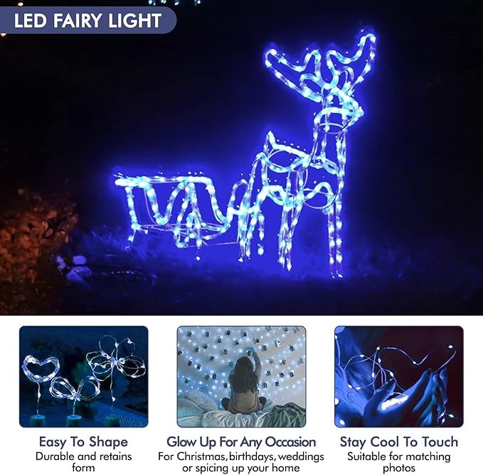 Bexdir 12 Pack Fairy Lights Battery Operated String Lights，7FT 20LED Waterproof Silver Wire Christmas Lights Outdoor,Firefly Mini Lights for Bedroom Party Birthday Wedding Home Decor