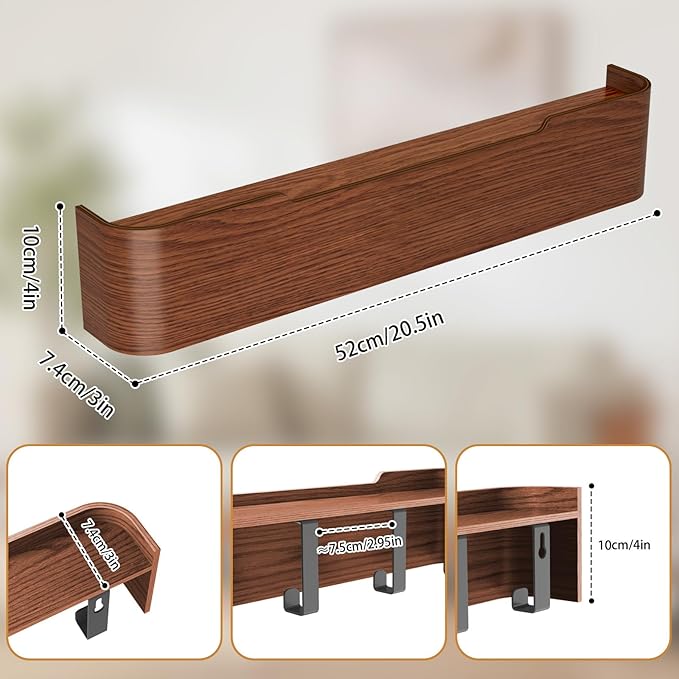 Coat Rack Wall Mount Entryway Organizer Modern Key Holder Wall Mount with Wooden Shelf Entryway Hooks for Bedroom Kitchen Hallway Bathroom for Hanging Coats Hats Dog Leashes Bags Towels