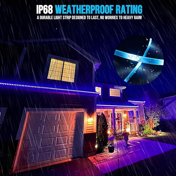 200ft Outdoor Led Strip Lights Waterproof IP68, Remote & App Control, 36V, RGB, DIY Features, Heavy Duty, Premium+