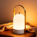 Tubicen Portable Lamp, Battery Operated Cordless Outdoor Table Lamps Rechargeable, 4-Level Touch Dimmable IP44 Shower Lamp, Night Light for Patio Camping Dining Room Bedroom (Brass White, Waterproof)