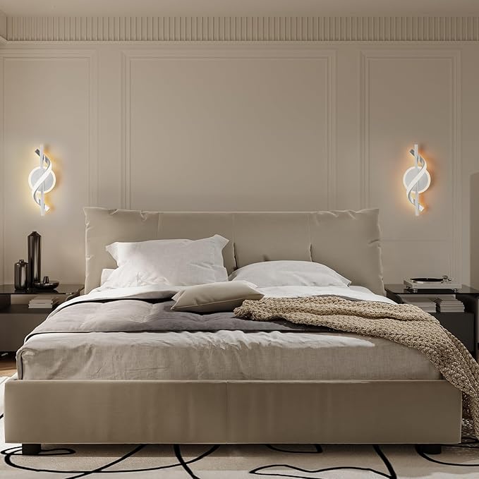 Modern Wall Sconces Sets of 2, 12W LED Wall Lights, Modern Spiral Wall Lamp, LED Wall Lamps, 3000K Warm White Light Fixture for Stairs Living Room Bedroom Aisle Hallway