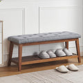 Upholstered Bench for Bedroom End of Bed,42.5-inch Entryway Bench for Living Room,Dining Bench with Padded Seat and Solid Wood Leg for Kitchen Bedroom,Indoor and Hallway (Shoe Bench, Grey)