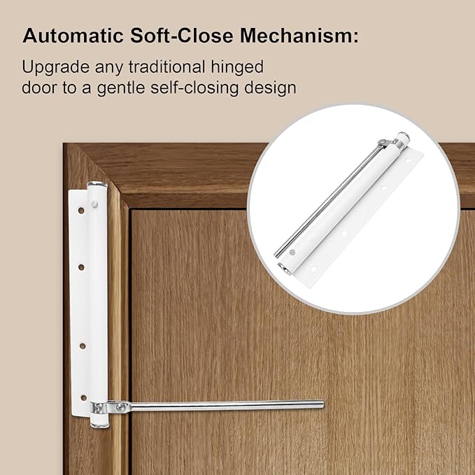 Automatic Door Closer White Spring Door Closers for Home, Stainless Steel Auto Doors Closer Self Closing Safety Screen Closers