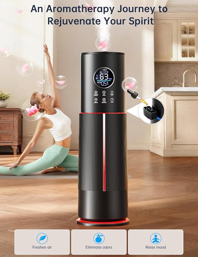 10L/2.64 Gal Humidifier for Large Room 600ft² 60H Runtime 24H Timer Auto Mode APP & Remote Control Top Fill Diffuser Aromatherapy 7 Color Lights Cool Mist Humidifier for Bedroom Home Office Plant