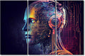 TUMOVO Artificial Intelligence Wall Art Neon Neural Network Canvas Printing Posters Futuristic Technology Artwork for Bedroom Living Room Decorations Framed Ready to Hang, 42" Wx28 H