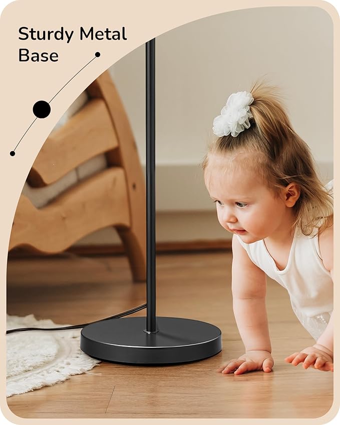 EDISHINE Modern Floor Lamps for Living Room, 64.7" Minimalist Standing Lamp with 3 Color Temperatures Bulb & Adjustable Linen Shade, Foot Pedal Switch, Arc Tall Lamp for Office Bedroom, Green Shade