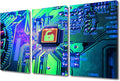 Canvas Wall Art Wall Decor Information Technology 3 Piece Technology Wall Art CPU Concept Contemporary Home Decor for Office Canvas Art Circuit Board Poster Printings Framed Ready to Hang(24"Wx36"H)