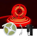 HAMRVL COB LED Strip Lights Red, 16.4ft DC12V Dimmable COB LED Lights with 1600 LEDs,Touch Dimmer,12V Adapter,Bright Dotless Adhesive Indoor Red LED Strip Lights for Cabinet Home DIY Lighting Projects