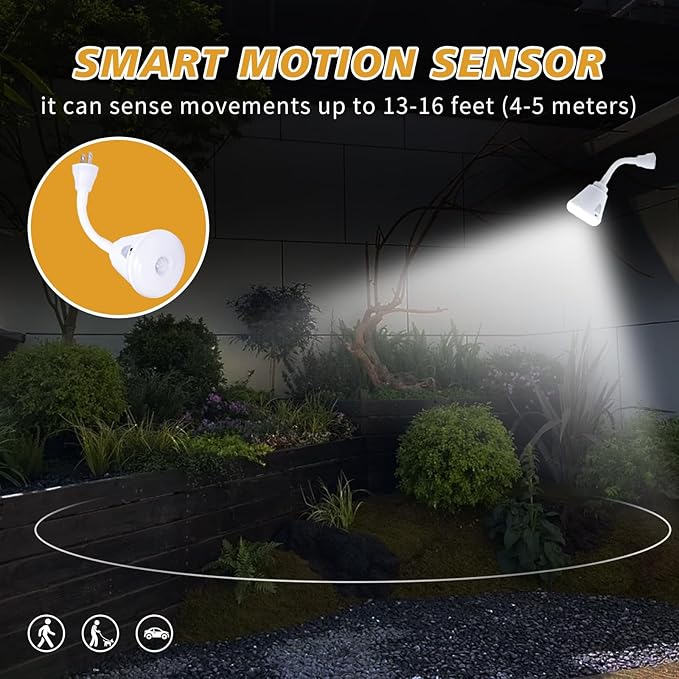2 Pcs Plug in Motion Sensor Night Light Indoor LED Infrared Motion Detector Night Light for AC Outlet, Dusk to Dawn Sensor, 360° Rotating for Stairs Garage, 6W Cool White Light US Plug