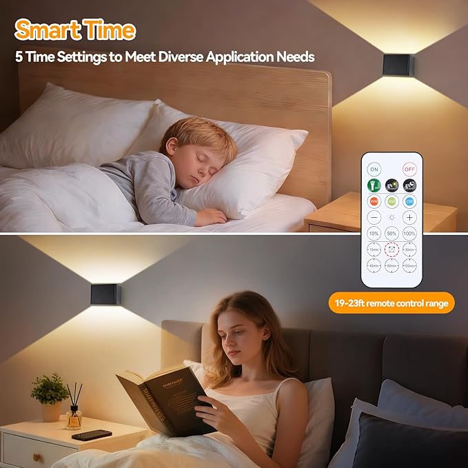 Aialun Motion Sensor Wall Light 5000mAh Battery Operated,Rechargeable Wall Sconce Set of 2 Wireless Closet Light,3CCT & Dimmable Up and Down Night Lights Magnetic Stair Lights for Bedroom Hallway