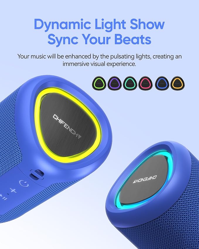 Portable Bluetooth Speaker Beach Vacation Essentials: Powerful Crystal Clear Sound/Dynamic Light/IPX5 Waterproof/All Day Playtime/BT 5.3/TWS Paring, Small Wireless Speaker for Outdoor|Travel|Camping