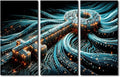 TUMOVO 3 Panel Bedroom Wall Art Cyber Security Concept with Key on Circuit Board Pictures Posters, Modern Art for Home Hotel Office Wall Decoration, Stretched Framed Ready to Hang, 42" Wx28 H