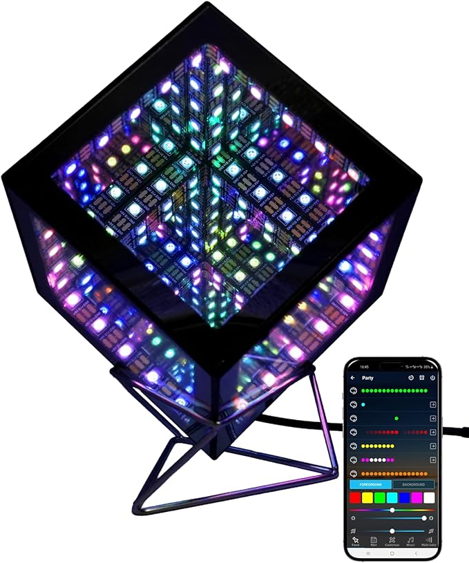 Infinity Hyper Cube LED Table Lamp, Color-Changing Music-Sync APP-Controlled Ambient Light for Gaming, Party, Home (Small 4Inchs)