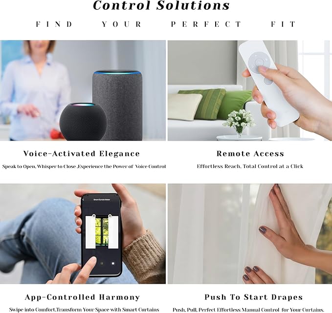 Smart Adjustable Curtains Rod System Electric Track with Remote Automated Retractable Rail Motorized Telescoping Length WiFi Motor compatible with Alexa/Google Home/APP (Width Optional)