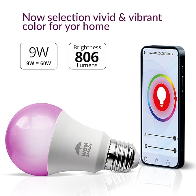 Himalayan Glow Color Changing LED Light Bulb, RGB Lights & Dimmable, WiFi Control Multicolor Bulb,Best for Home Décor, Compatible with Alexa, Google Home & Mobile App, 4 Count
