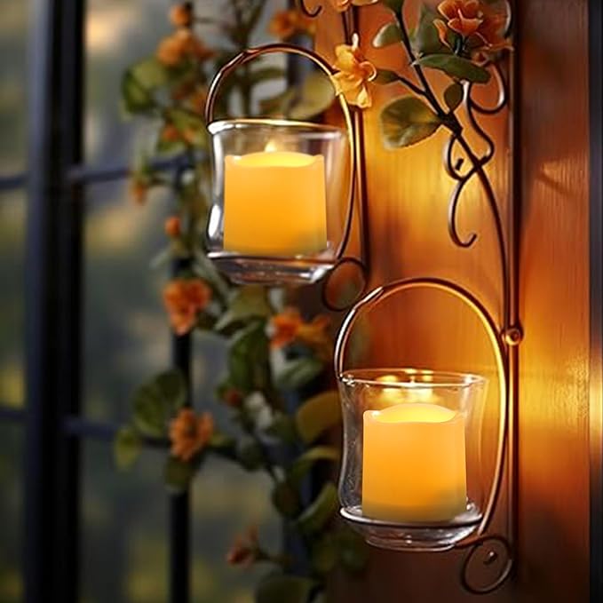 Waterproof Outdoor Battery Operated Flameless Candles with Auto Timer Flickering Plastic Resin Electric LED Pillar Lights for Lantern Patio Garden Wedding Party Decorations 3x3 Inches 6 Pack White