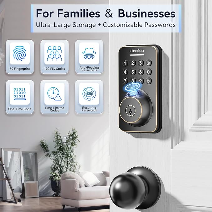 Keyless Entry Door Lock with Handle Set - Built-in WiFi (Oil Rubbed Bronze)