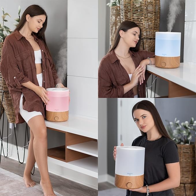 BlueHills Premium Set of Two Large 2000 ML and 4000 ML XL Essential Oil Diffusers Humidifier Combo for Large Room Home with Décor LED Lights Great Gift – Value Pack of Wood Grain.