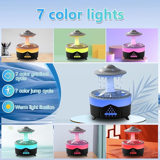 Essential Oils Diffusers for Home 350ml, Aromatherapy Diffusers for Essential Oils Large Room with R/C, 7 Color & 3 Lighting, Cool Mist Humidifiers for Bedroom & 3 Timers Office Yoga Black