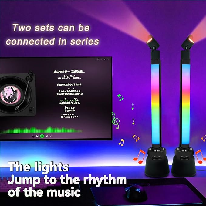 RGB Light Bar,Speaker Music Sync LED Lights Bars, USB Powered Ambient Lighting, Connection TV Backlights with Scene for Gaming, Pictures, PC, Room Decoration (one)