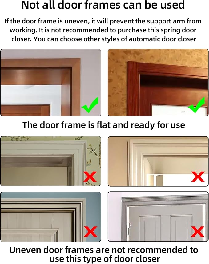 Spring Automatic Door Closer, Door Closer for Home, Screen Door，Household, no Need to Remove Door Hinges
