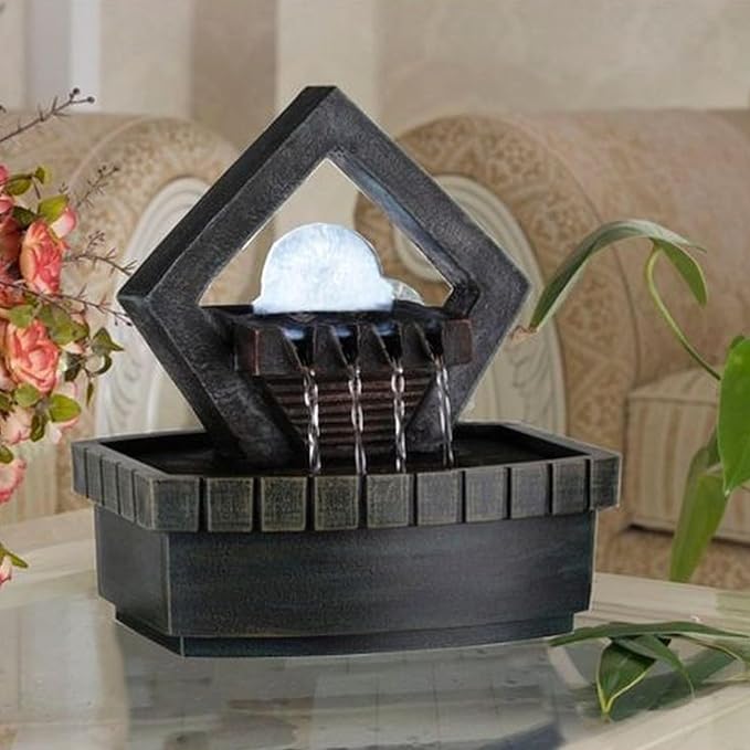 Kaimei Indoor Zen Fountain with LED Lights - 9.5 Inch Meditation Decor