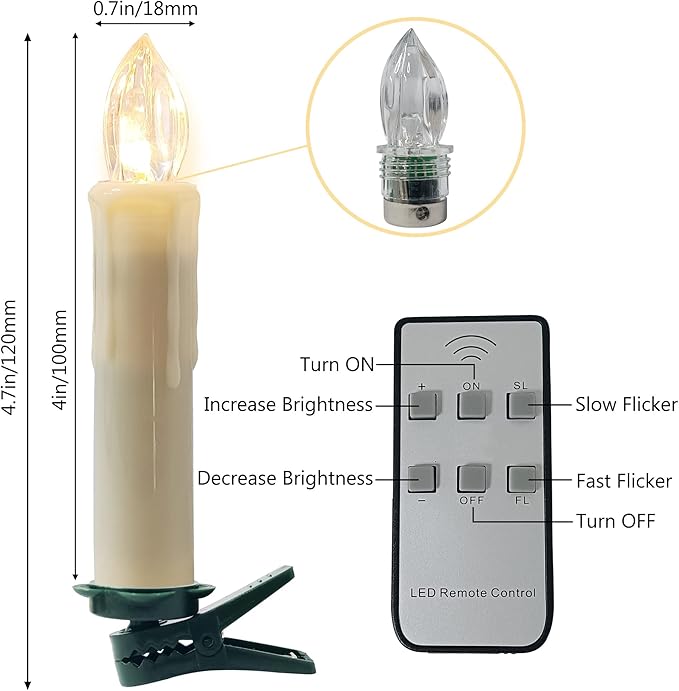 Flameless LED Candle Sticks, 6pcs White Taper Candles with Remote for Party Wedding Decoration, 4inch
