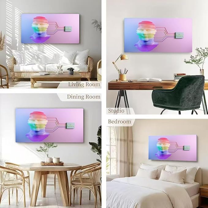 Wibinuki Wall Art Wall Decor Wall Paintings d sliced cyborg head made of Artificial Intelligence for Living Room Bedroom Bathroom Home Decor Can Be Hung Directly 20"x 40"
