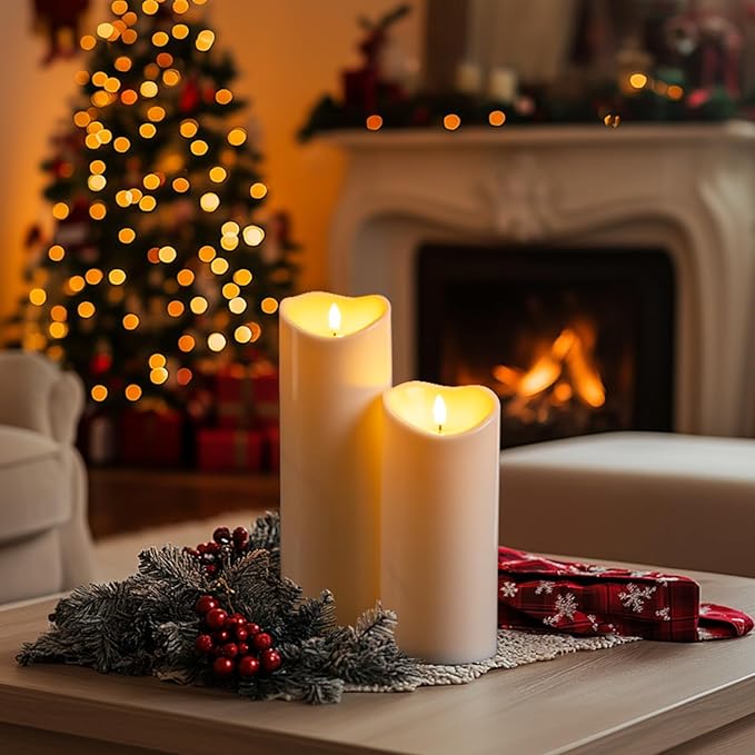 Homemory 4"x6" Outdoor Waterproof Flameless Candles with Timers and Remote Control, Battery Operated Candles, LED Plastic Candles, Ivory White, Set of 4