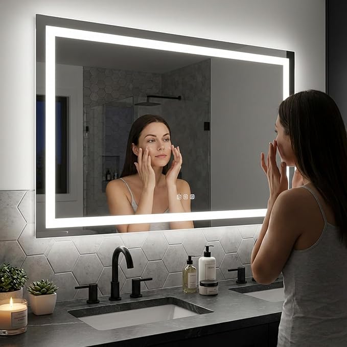 20"x 28" Led Mirror for Bathroom with Front Light and Backlit, Dimmable, 3 Colors Led Mirror, Memory Function, Anti-Fog, Led Vanity Mirror for Wall, Tempered Glass, Shatter-Proof