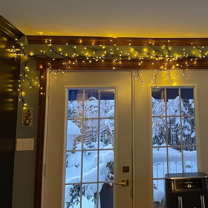 2Pcs Enchanted Willow Vine Lights with Remote, Christmas Swags Decorations Indoor Room Decor, 18 Branches 144 LEDs Lighted Willow Vine Lights for Walls Bedroom Home Decor