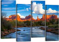 Canvas Wall Art Prints Pictures Cathedral Rock Sedona Framed Posters Modern Wall Painting Artwork Gift Home Decor for Living Room Ready to Hang 4 Panel