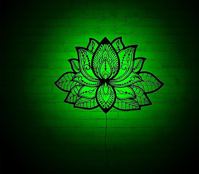 Lotus Symbol Relax Neon Sign, Mandala Yoga Room Night Light, Mandala Lotus Flower Lighted-Up Wall Art With Rgb Color Changing Led, Metal Wall Home Decor, Metalen Mandala Walldecor, Gift For Her Him