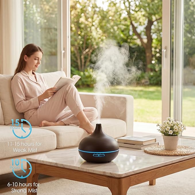 Rechargeable Diffuser for Essential Oils Large Room, 450ml Battery Operated Essential Oil Diffuser with Remote Control, Aromatherapy Oil Diffuser with Timer, 7 Colors Light humidifiers for Home&Office