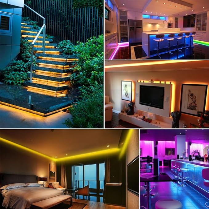 12V RGB COB Led Strip Light 16.4ft/5m, 576Leds/m, Smart Led Strip Lights Dimmable with APP Control, Music Sync, Alexa/Google Compatible, Flexible Led Tape Light for TV Led Backlight, Room Decor