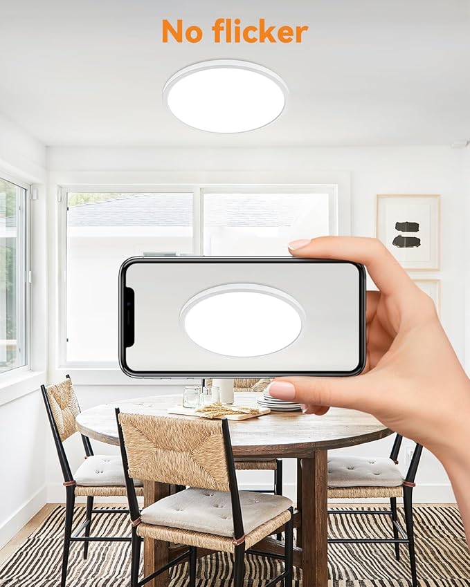 1Pack LED Flush Mount Ceiling Light Fixture, 9 Inch Light Fixture, 3000K-4000K-6500K Round Flat Bedroom Lights, Closet Round Surface for Bathroom Laundry Bedroom Hallway