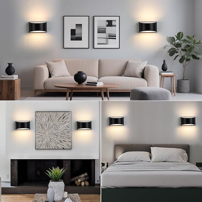 Black Modern LED Wall Sconce (with G9 Bulbs) Hardwired Indoor Wall Lights Set of 2 Up and Down Wall Mount Lamps for Hallways, Bedrooms, Hallways, Living Room 3000K Warm White