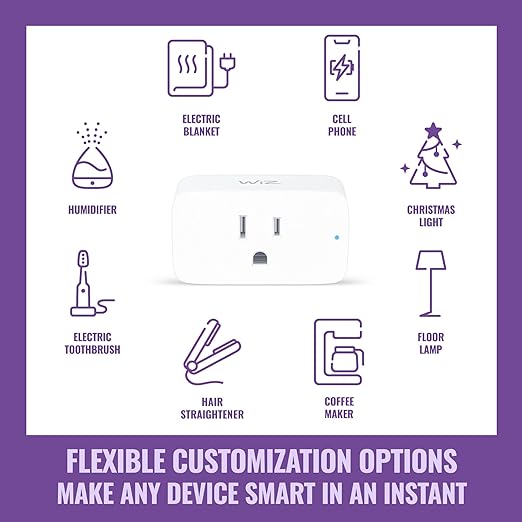 WiZ Connected Smart Plug- Sunset to Sunrise Automation + Motion Detection + Control with Voice or App, Works with Alexa, Google Home, and HomeKit - WiFi Wall Outlet - 3 Pack