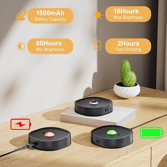 Puck Lights with Remote, Rechargeable Touch Push Lights, 13 RGB Colors Led Under Cabinet Lighting, 1500mAh Wireless Tap Light, Stick on Closet Light for Kitchen, Pantry, Shelves (Black 6 Pack)