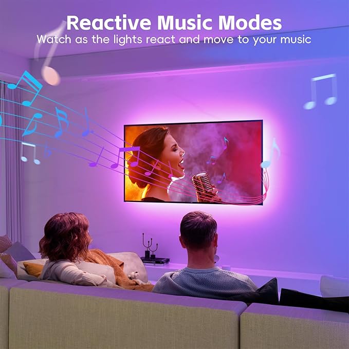 50ft WiFi LED Strip Lights - Music Sync RGB Color Changing for Bedroom WiFi APP for Controlling Decorative for Party, Christmas, Wedding for Indoor (WiFi Smart)