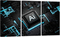 3 Panel Framed Wall Art Artificial Intelligence Processor Smart Microchip Pictures Print on Canvas for Home Wall Decoration, Gallery-Wrapped Ready to Hang, 20x40inchx3