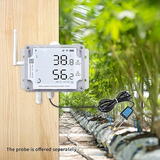 UbiBot GS1-AETH1RS Ethernet & WiFi Temp/Humidity/Illumination Sensor, Data Logger, External Probe, Scheduled Reports, Multiple Alert, Support Local Deployment (2.4GHz WiFi & Ethernet, No Hub Required)