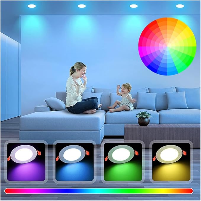 LED Downlight Tuya Smart WiFi Ceiling Light Dimmable RGB+CW+WW Spotlight Lamp Voice Control(1 Piece,15W)