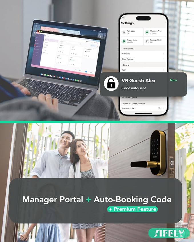 Keyless Entry Keypad Smart Door Lock with Handle & Knob – Digital Deadbolt for Front, Bedroom, Office & Interior Doors, App Control for Airbnb, Guests & Kids, Easy DIY Install (No Fingerprint)