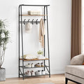 Coat Rack Hall Tree with Shoe Storage Bench, 4-in-1 Entryway Organizer, 5 Hooks & 3-Tier Shoe Rack, Freestanding Metal Frame for Hallway, Front Door