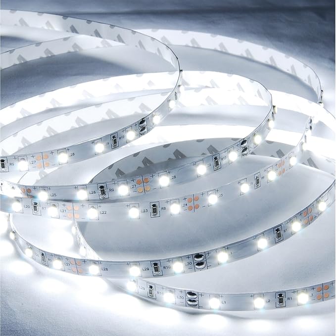 ABI Cool White Flexible LED Light Strip with AC Adapter, 300 LEDs, 5 Meters / 16.4 FT Spool, 12VDC