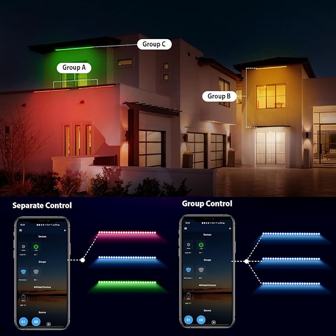 Smart Linkable LED Wall Washer Light, 168W RGB+CW Color Changing Smart Bar Lights with Group and Individual Control, Timing Functions, Perfect for Outdoor & Indoor Lighting Projects, ETL Listed