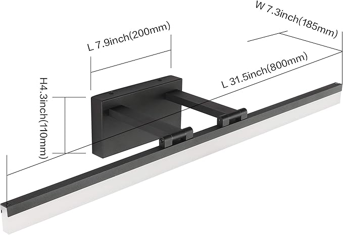 SOLFART Black Modern Bathroom Lights Over Mirror 31.5 inch Vanity Lighting Wall Mounted 8778-ND